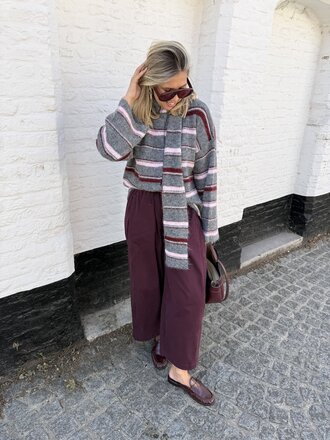 Lio knit with scarf grey/pink