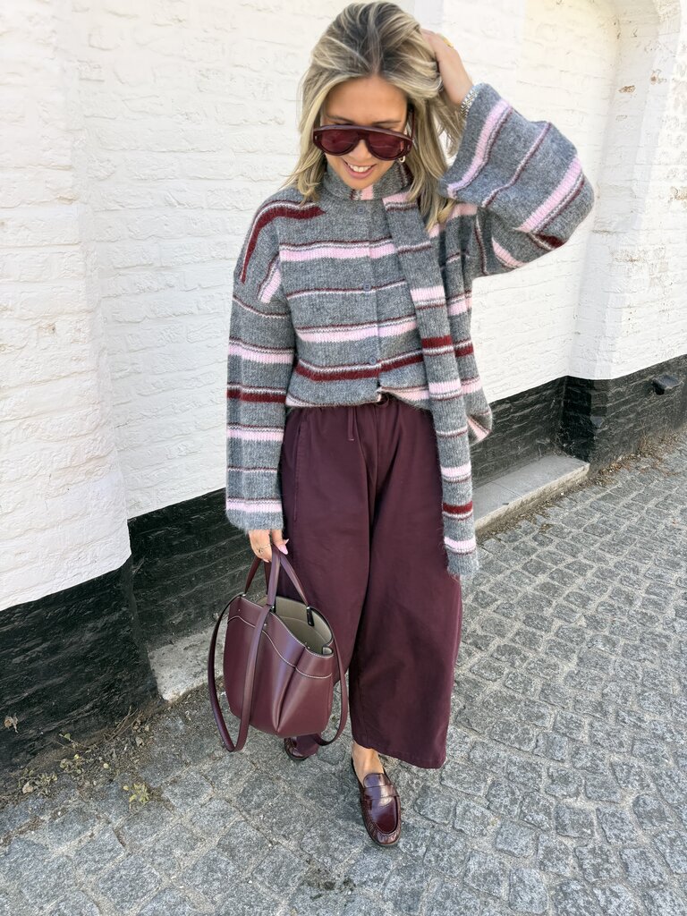 Lio knit with scarf grey/pink