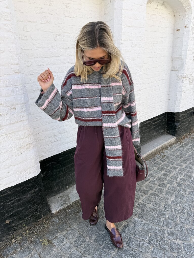 Lio knit with scarf grey/pink
