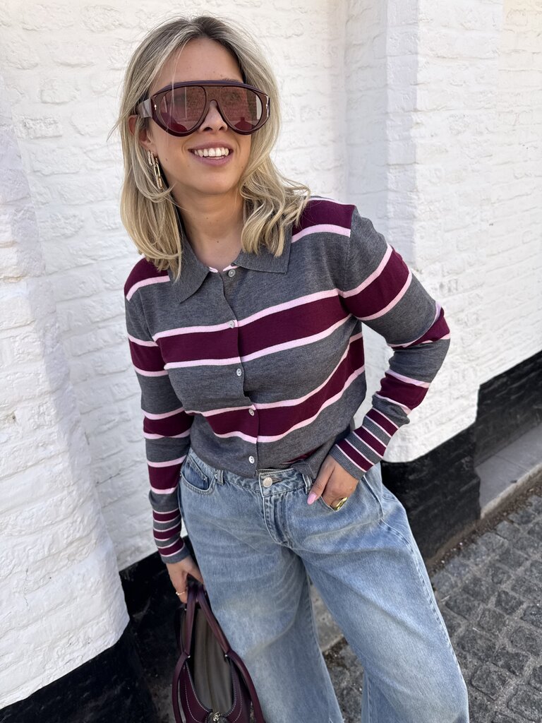 Silly polo grey/bordeaux