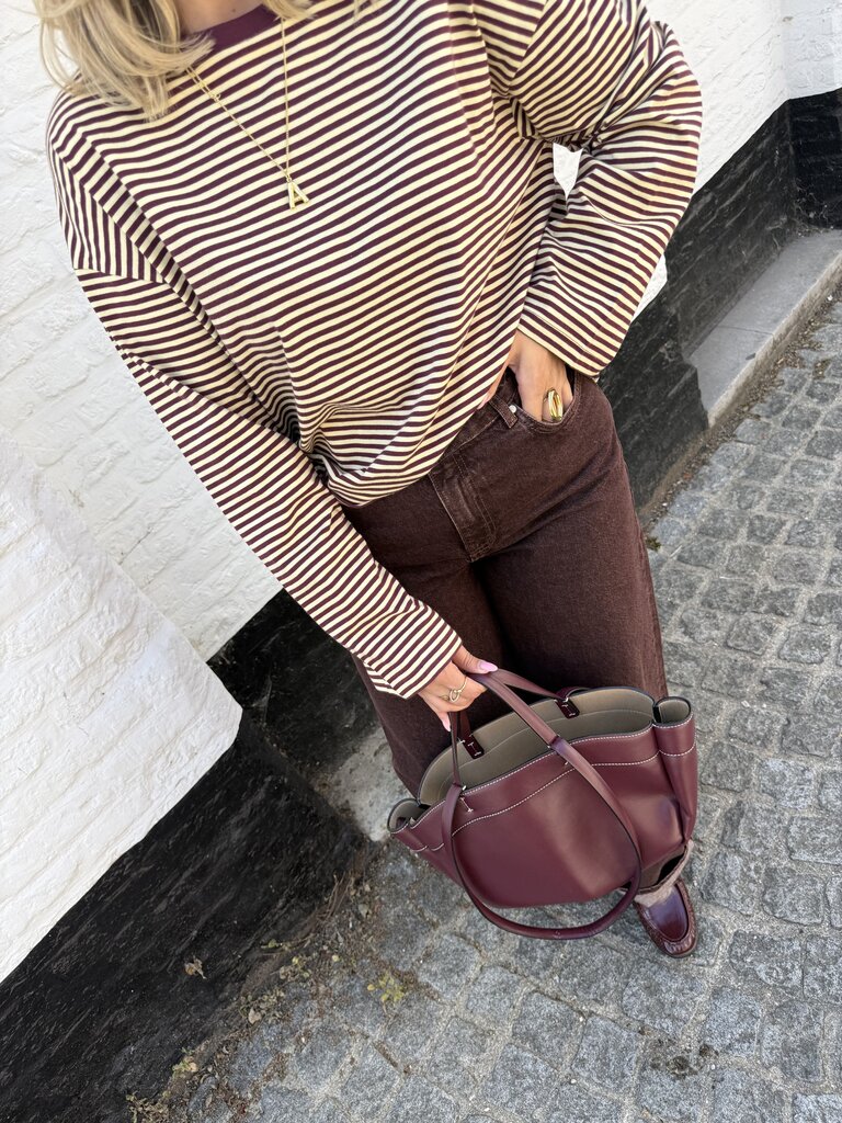 Freja striped top bordeaux/geel