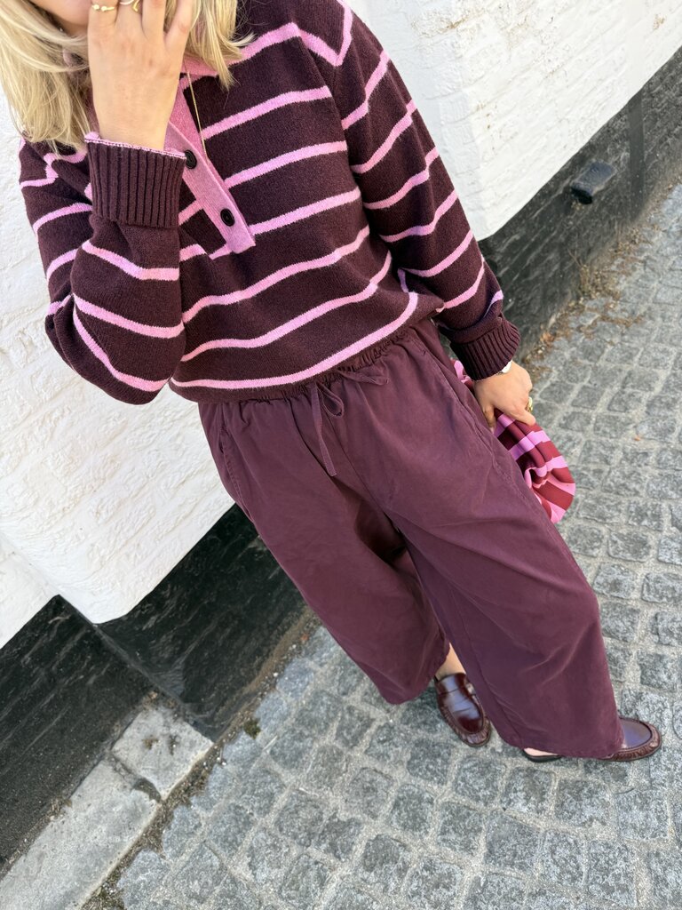 Ruby polo knit bordeaux/roze