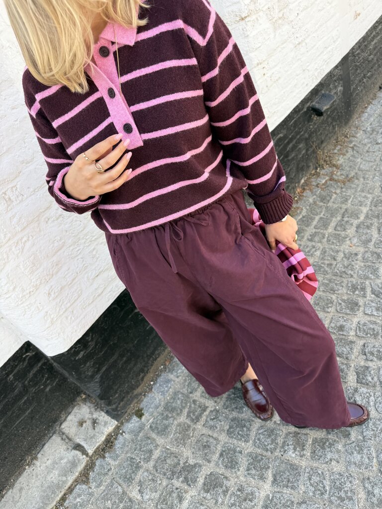 Ruby polo knit bordeaux/roze