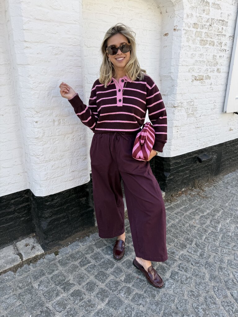 Ruby polo knit bordeaux/roze