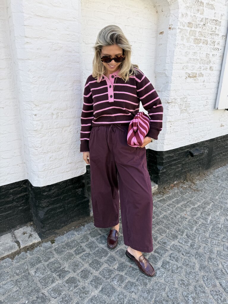 Ruby polo knit bordeaux/roze