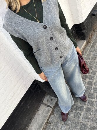 Super S/L v-neck shirt grey