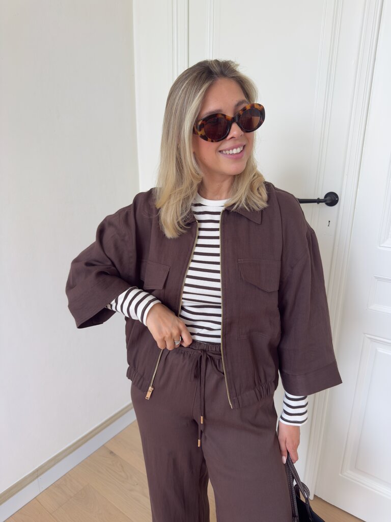 Lucky striped top brown