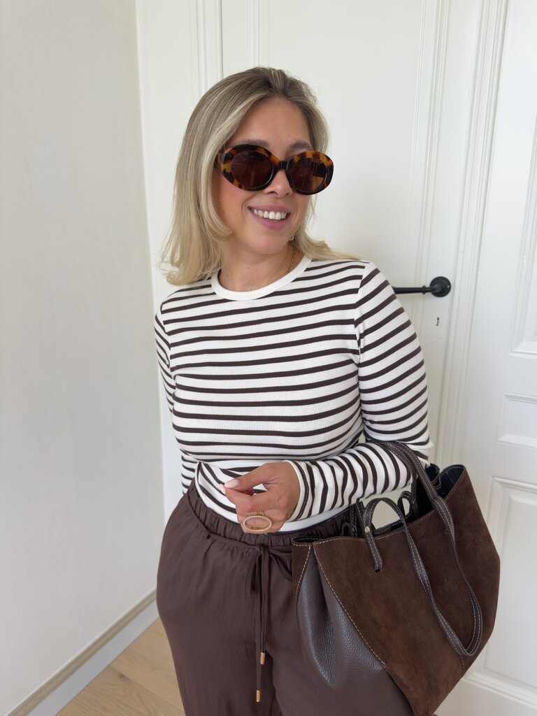 Lucky striped top brown