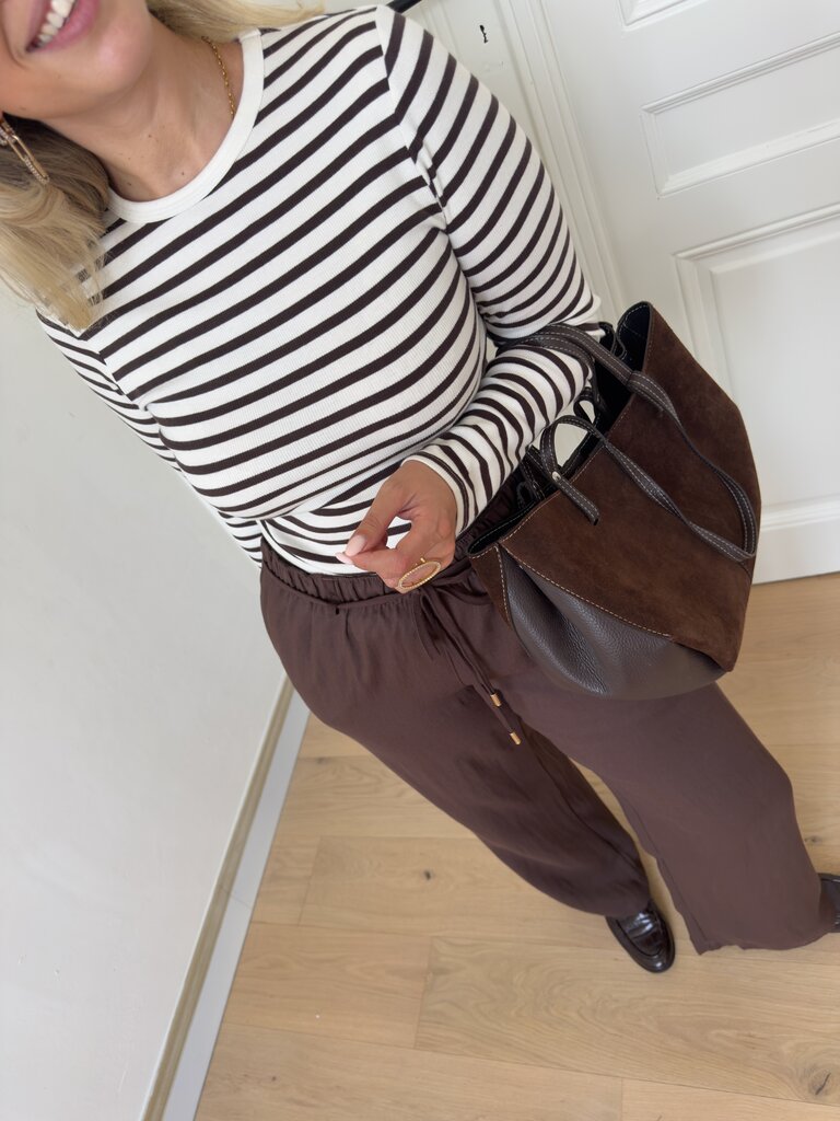 Lucky striped top brown