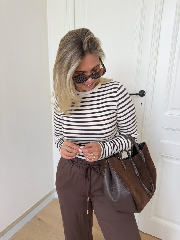 Lucky striped top brown