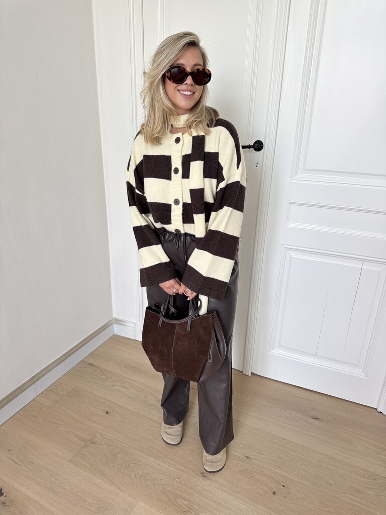 Mini faux leather pants brown