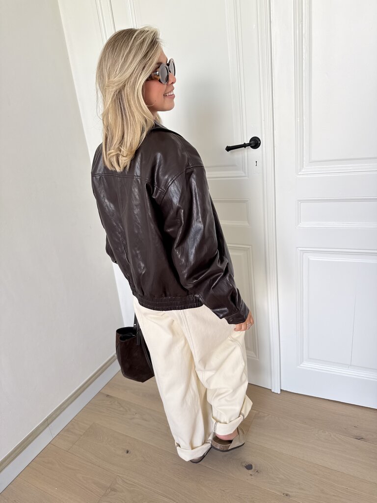 Abby faux leather jacket brown
