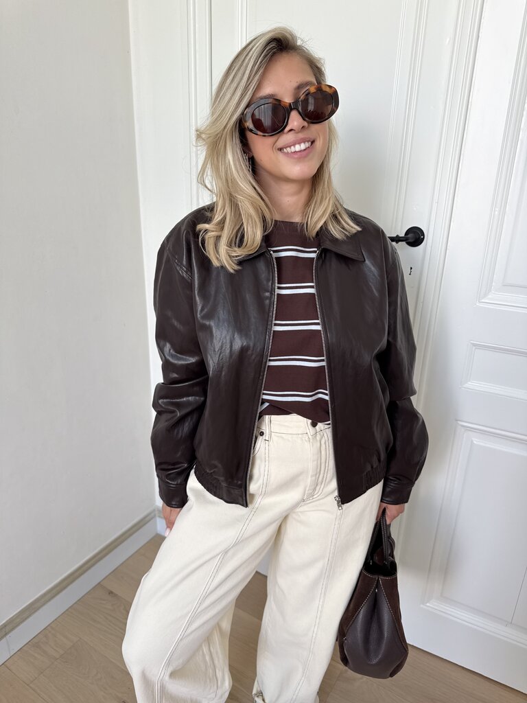 Abby faux leather jacket brown