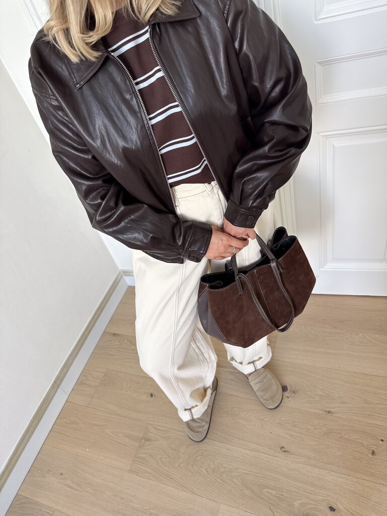 Abby faux leather jacket brown