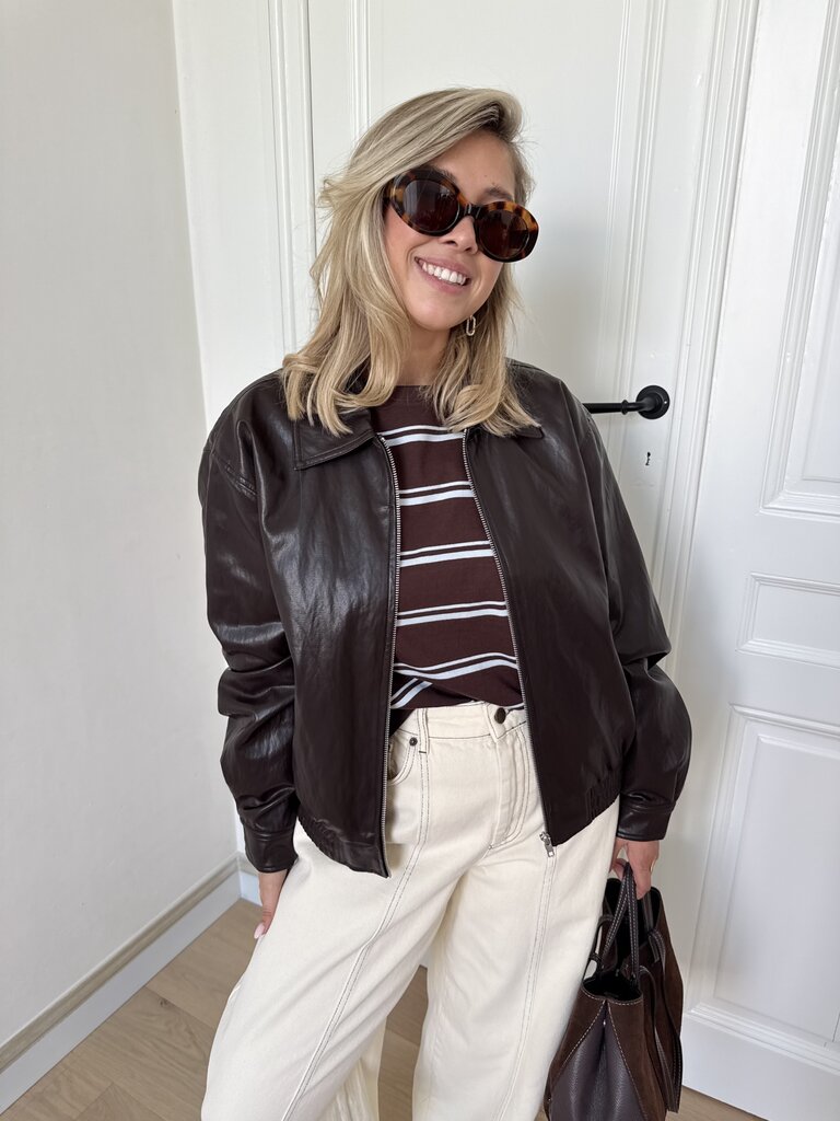 Abby faux leather jacket brown