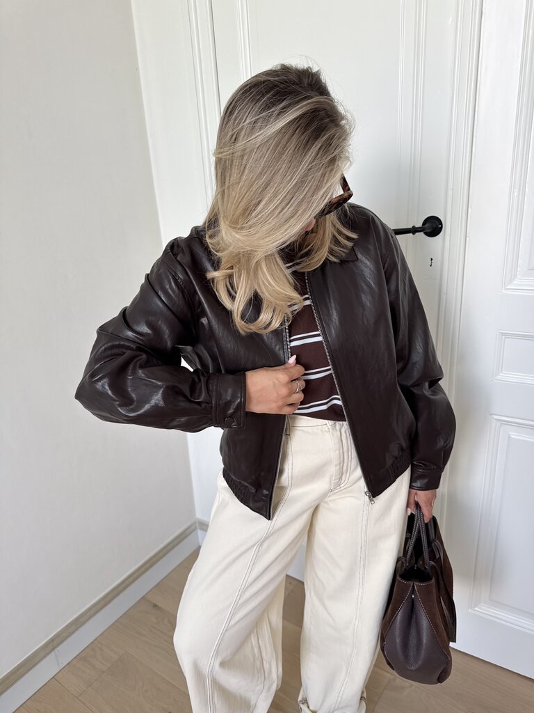 Abby faux leather jacket brown