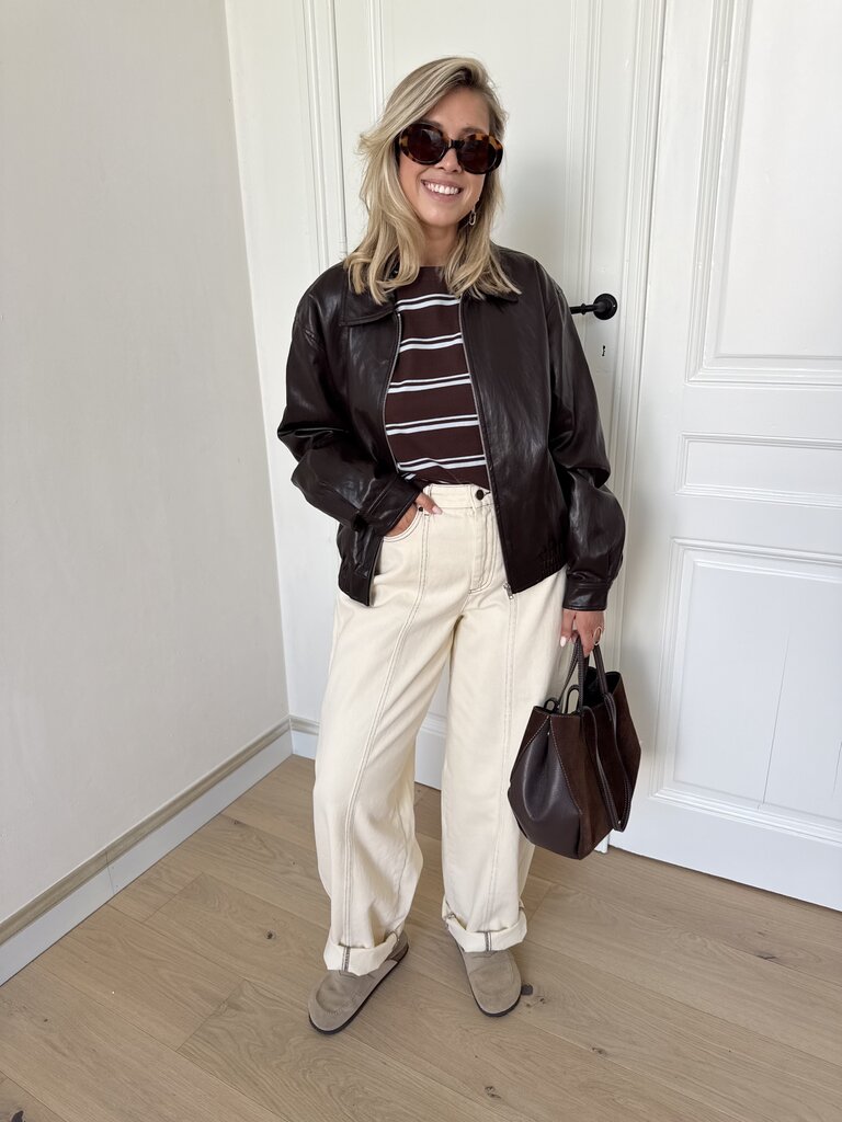 Abby faux leather jacket brown