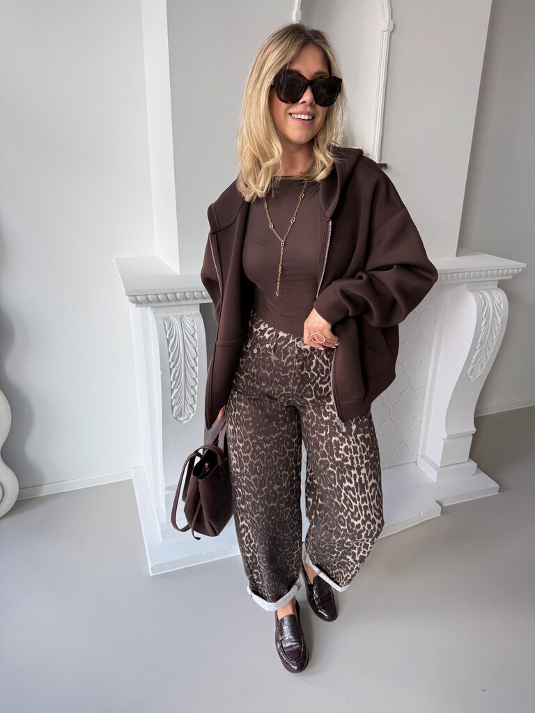 Naomi zipper sweat brown