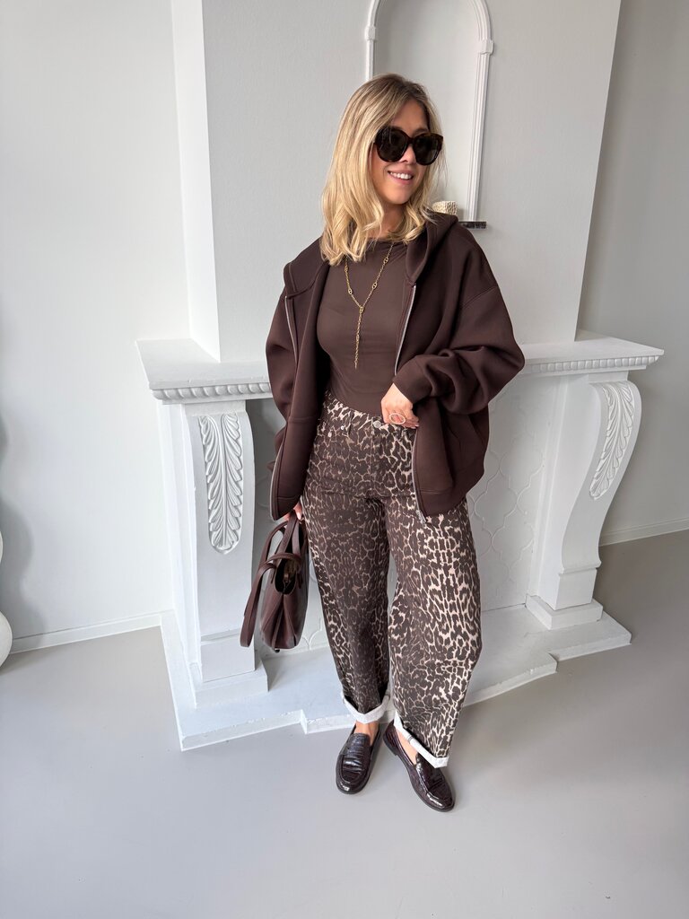 Naomi zipper sweat brown