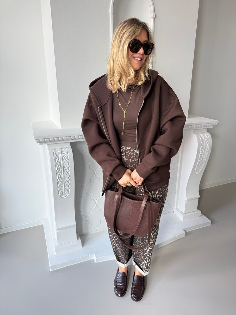 Naomi zipper sweat brown