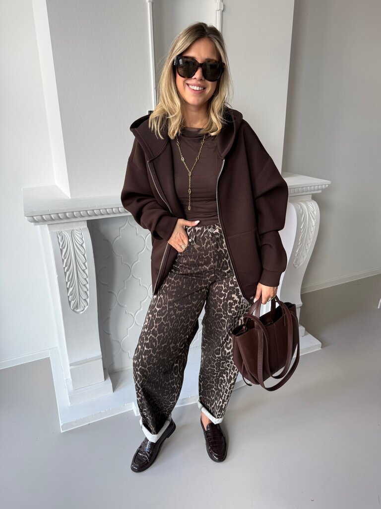 Naomi zipper sweat brown