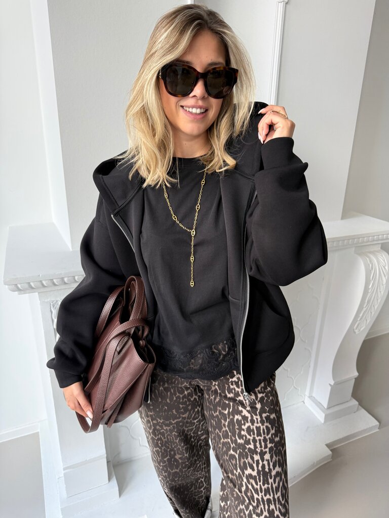 Naomi zipper sweat black