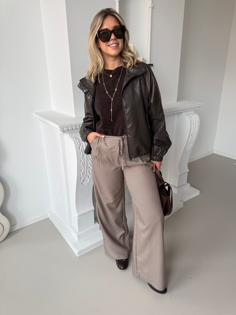 Miria check belt pantalon