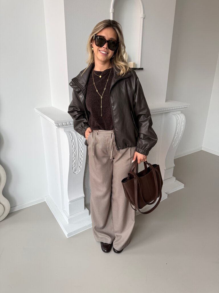 Miria check belt pantalon
