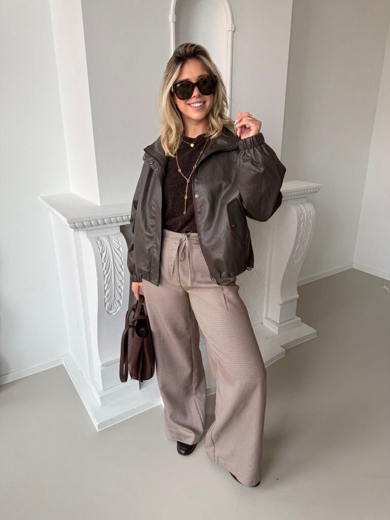Miria check belt pantalon