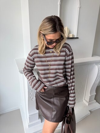 Sophia boxy striped shirt brown/blue