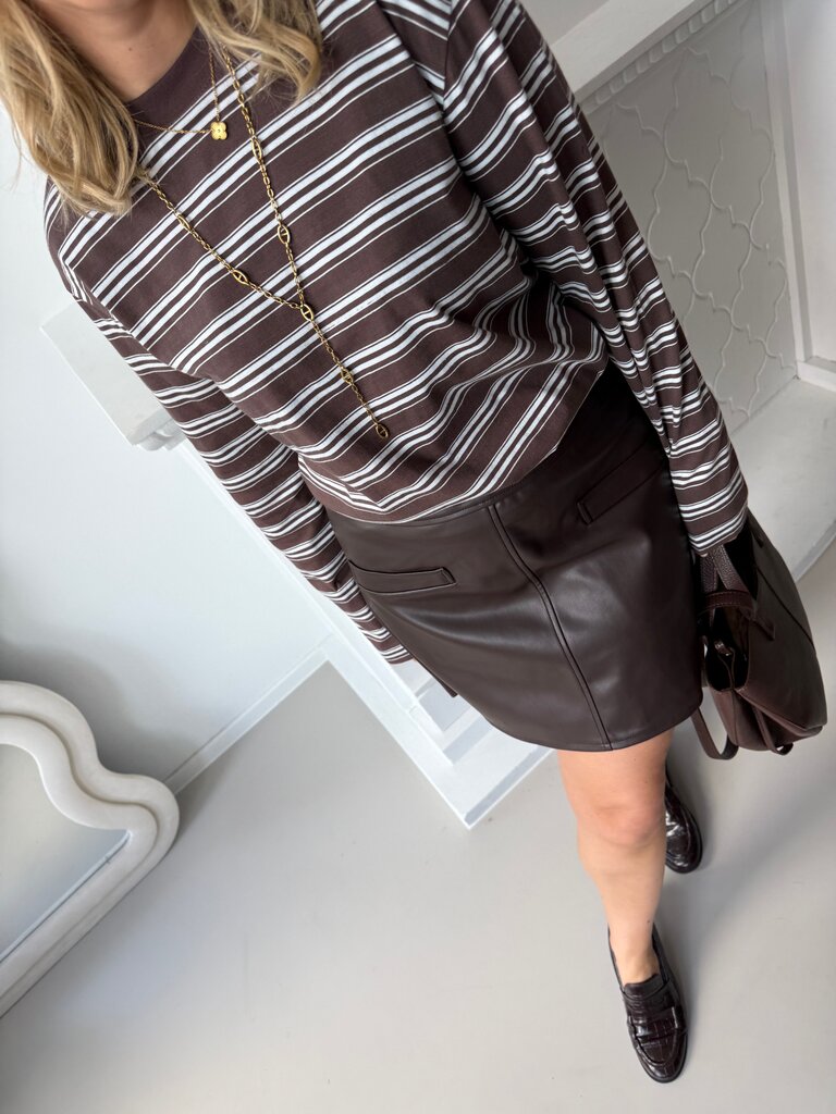 Sophia boxy striped shirt brown/blue