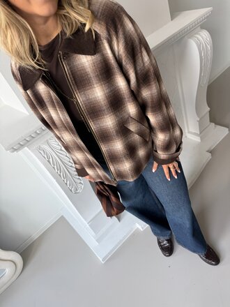 Kine checked jacket brown