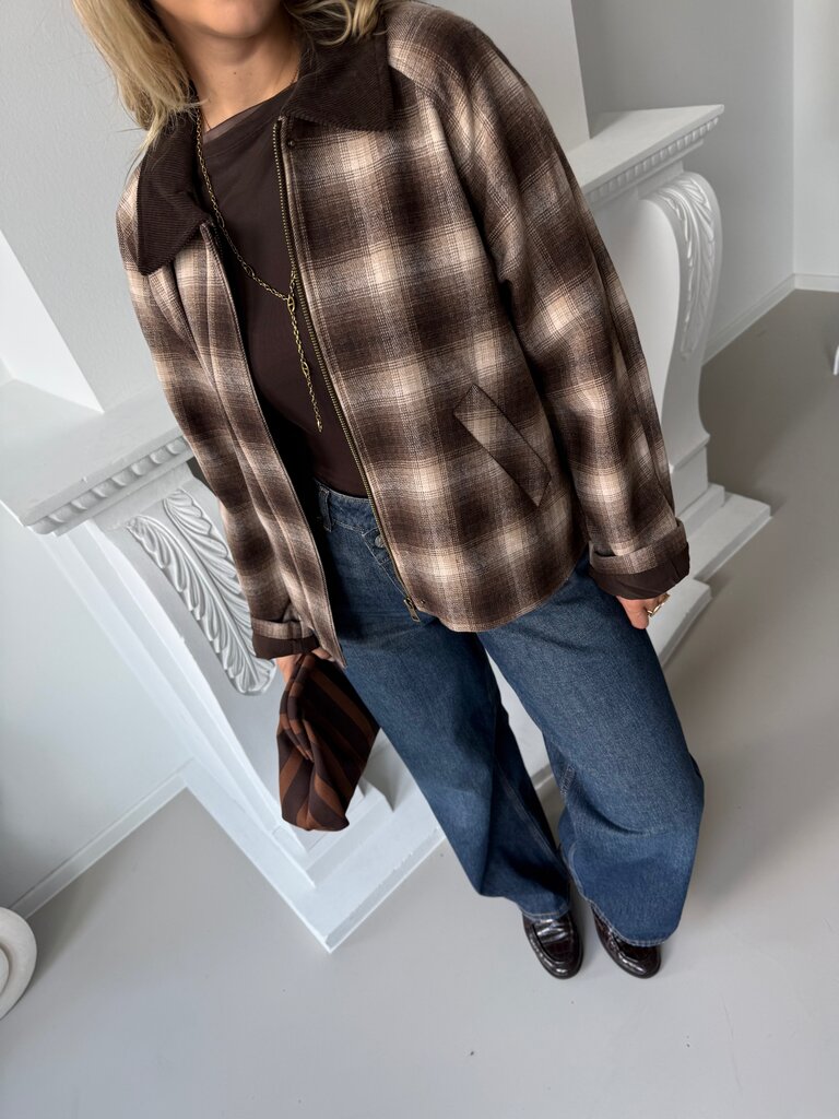 Kine checked jacket brown