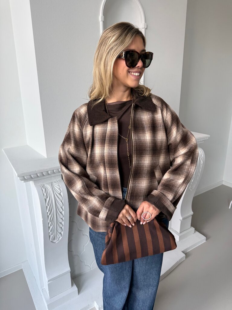 Kine checked jacket brown