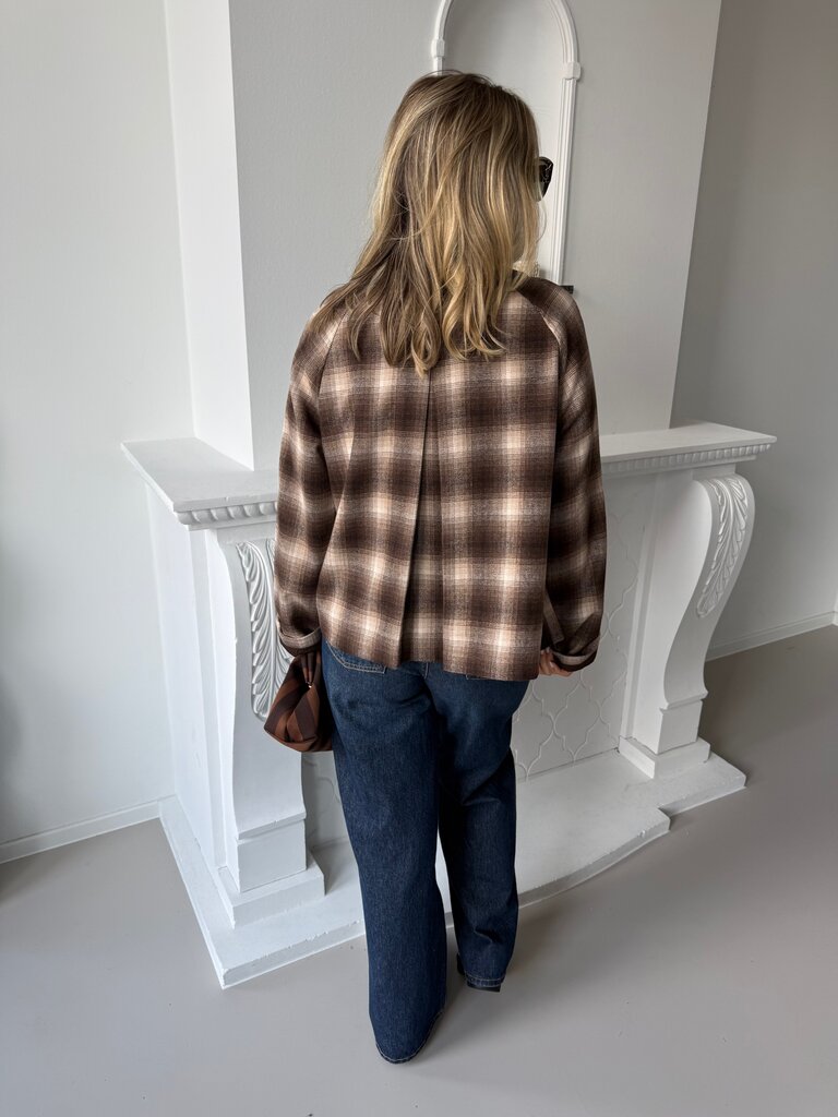 Kine checked jacket brown
