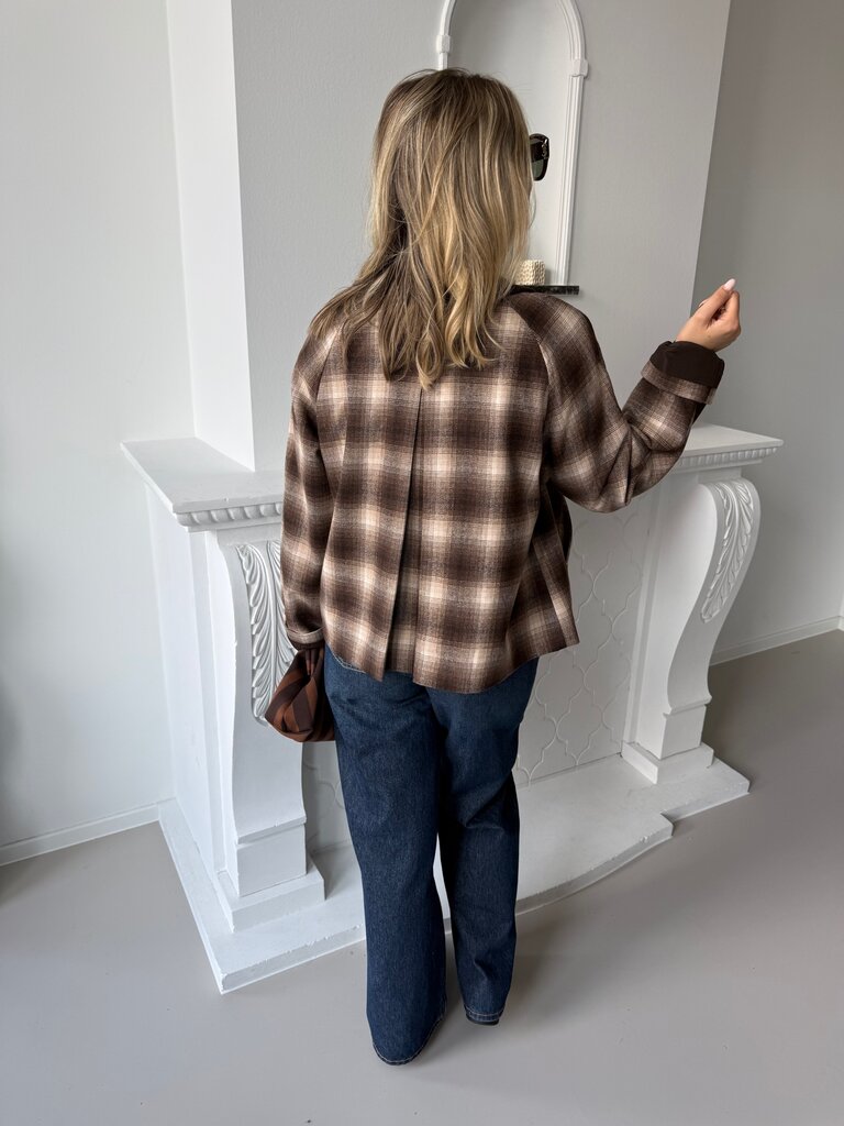 Kine checked jacket brown