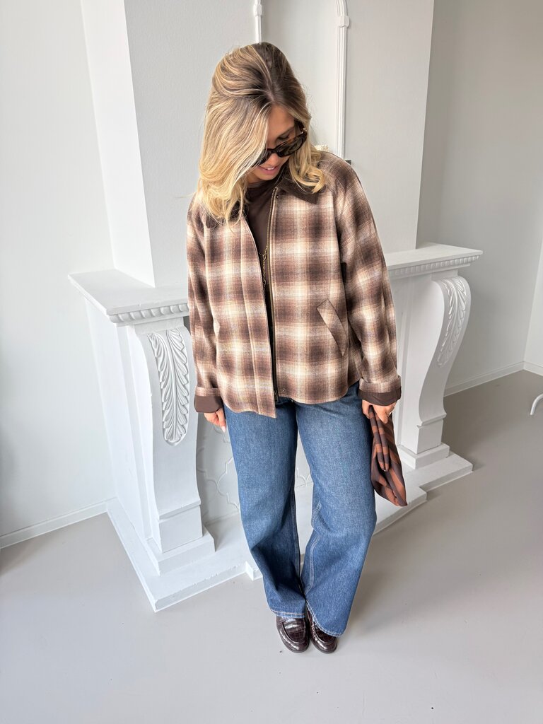 Kine checked jacket brown