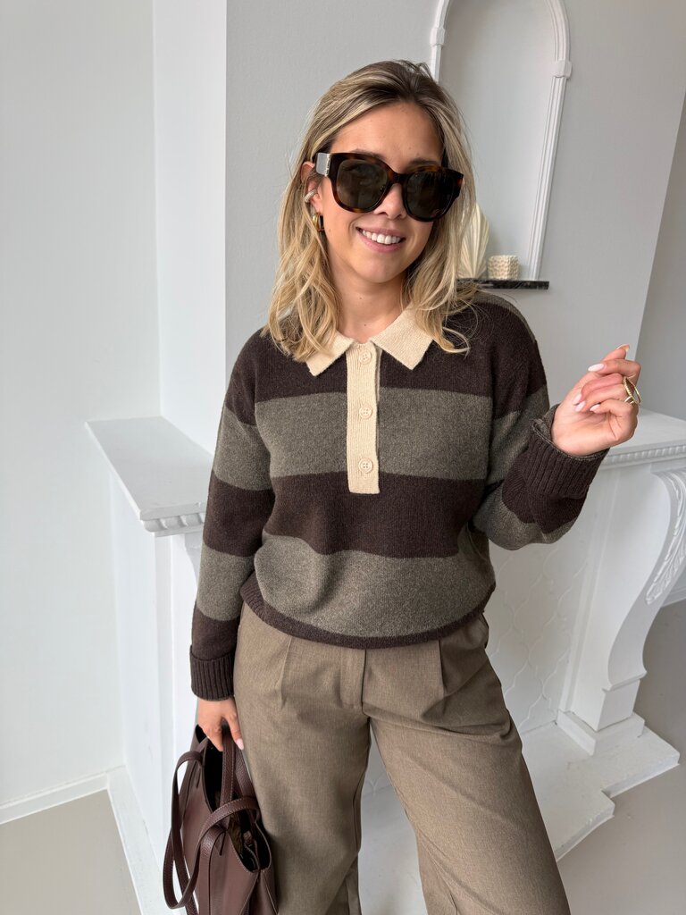 Ruby polo knit brown/grey