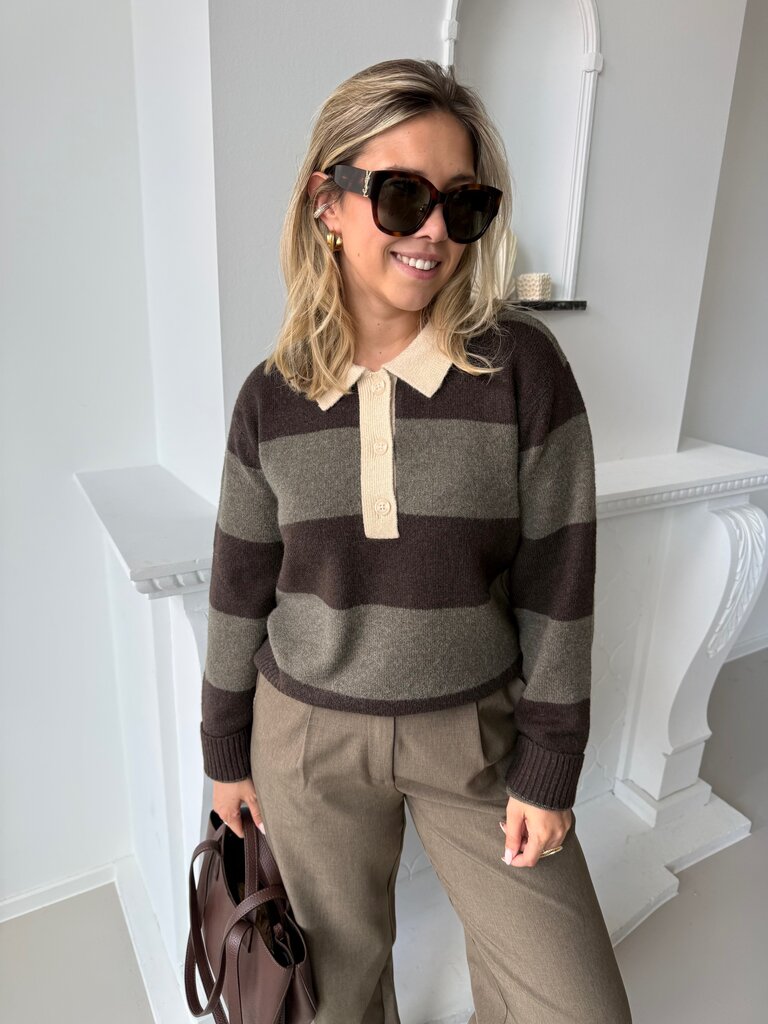 Ruby polo knit brown/grey
