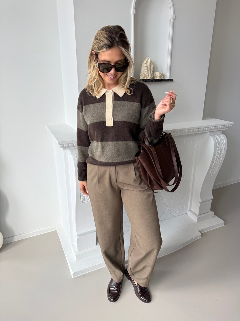 Ruby polo knit brown/grey