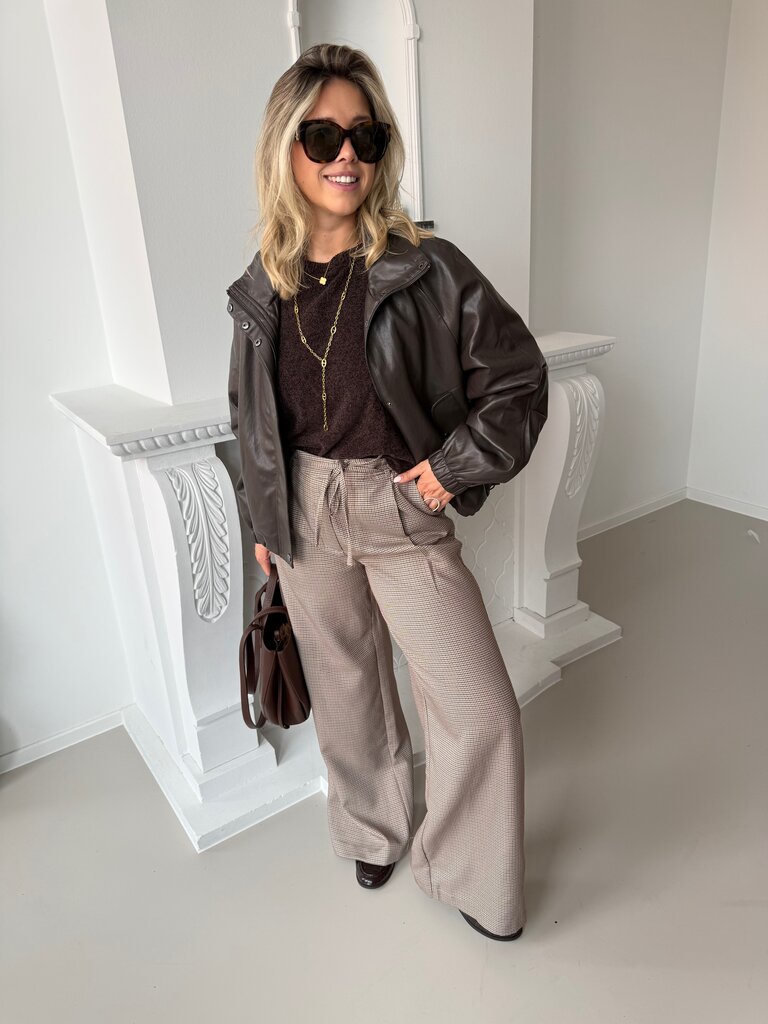 Mini faux leather jacket brown