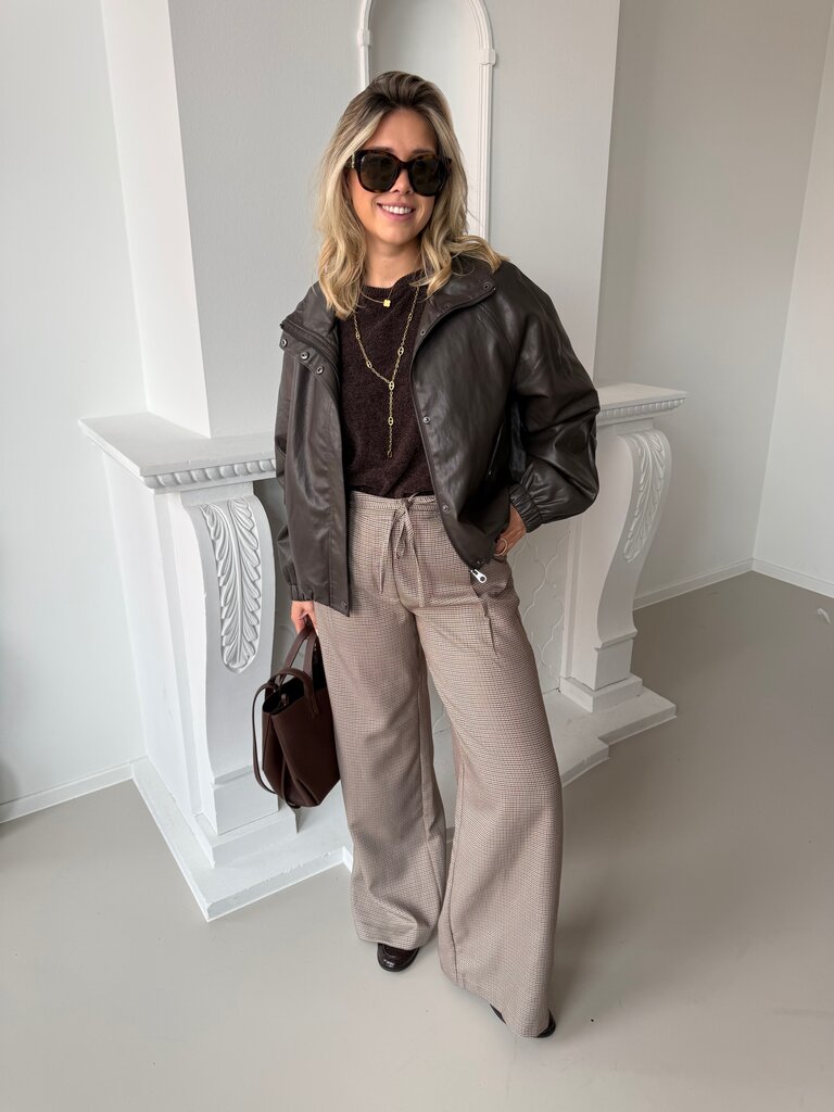 Mini faux leather jacket brown