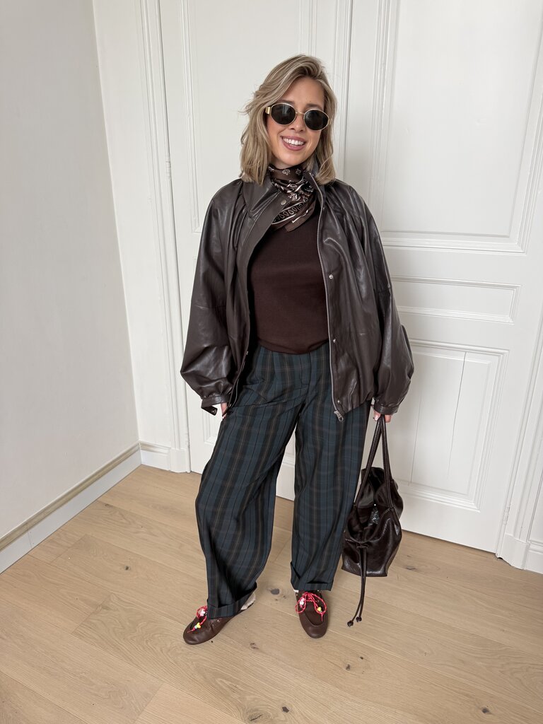 Lina faux leather jacket brown