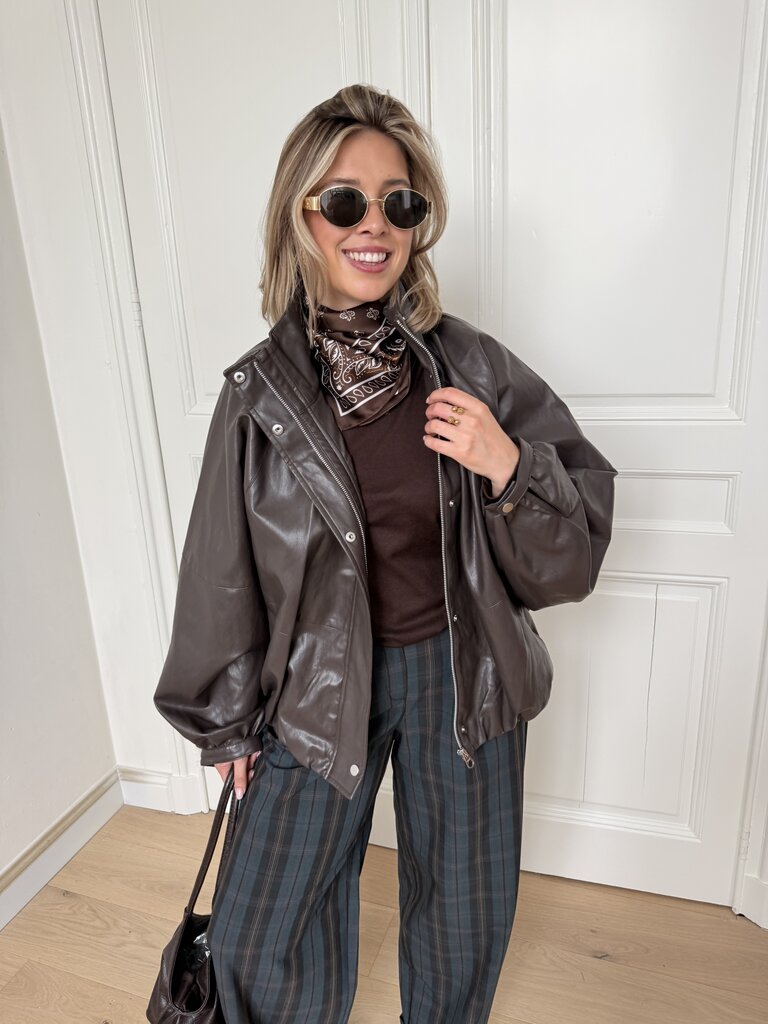 Lina faux leather jacket brown