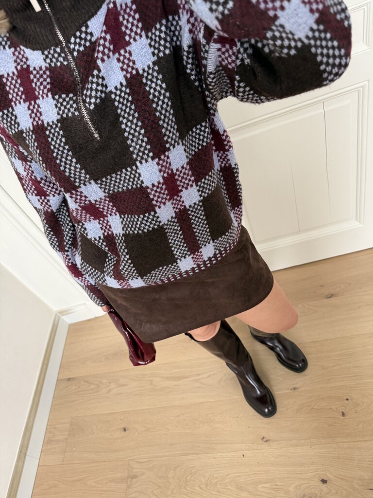 Liva zipper knit blue/brown/bordeaux