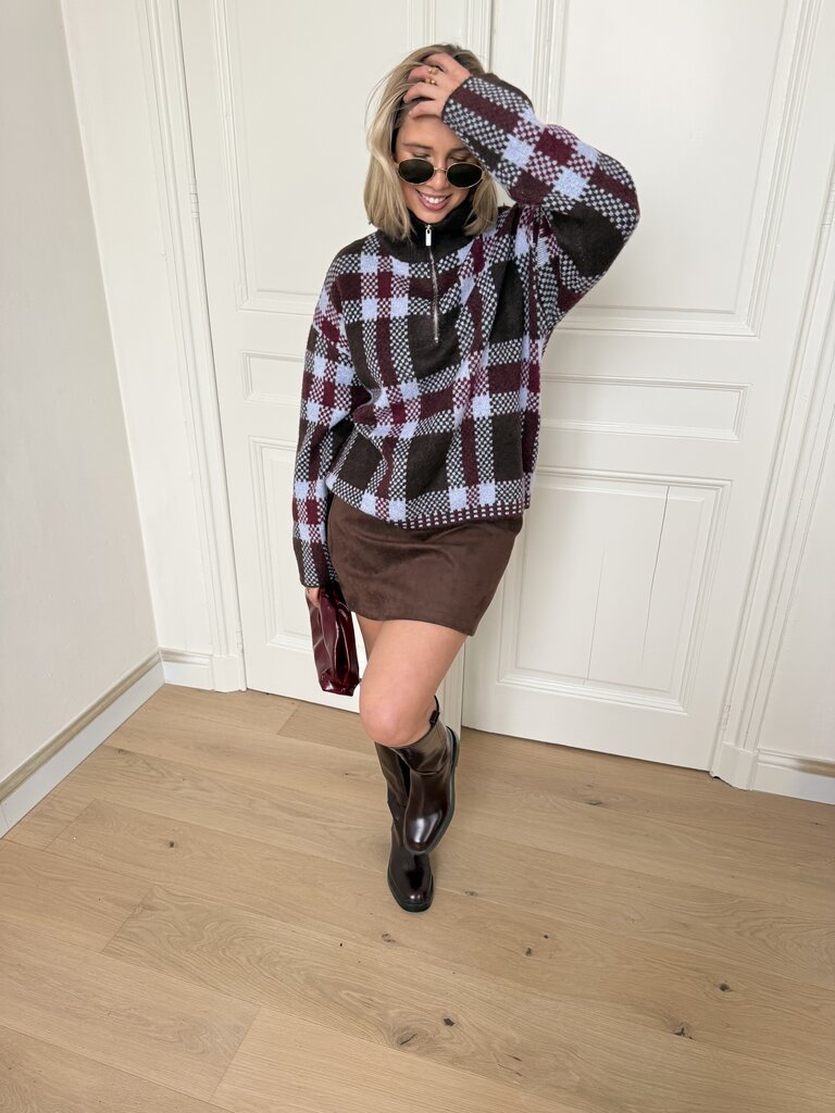 Liva zipper knit blue/brown/bordeaux