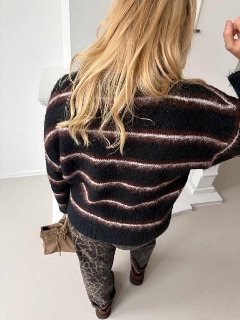 Joe crew neck knit black/brown