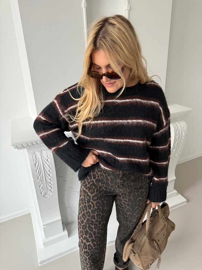 Joe crew neck knit black/brown