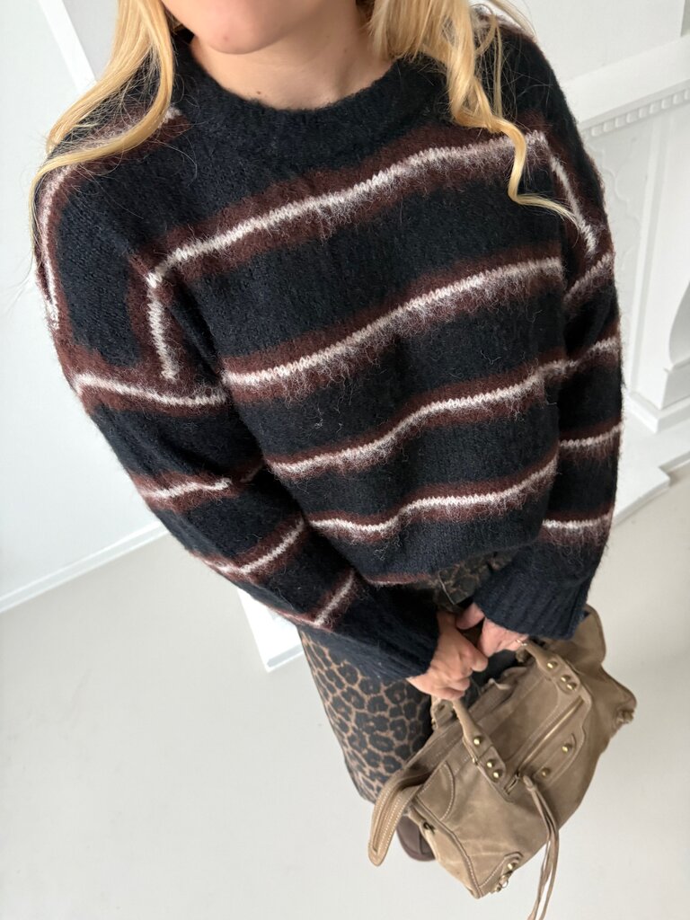 Joe crew neck knit black/brown