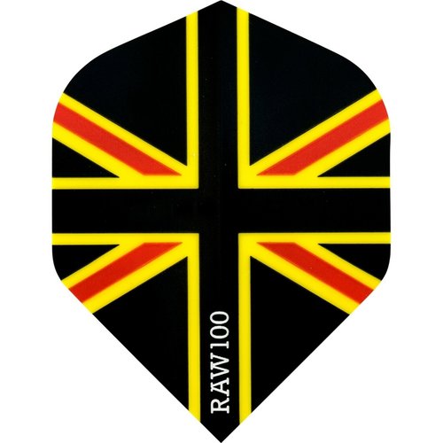 RAW RAW 100 Union Jack Flight Black Red & Yellow - Dart Flights